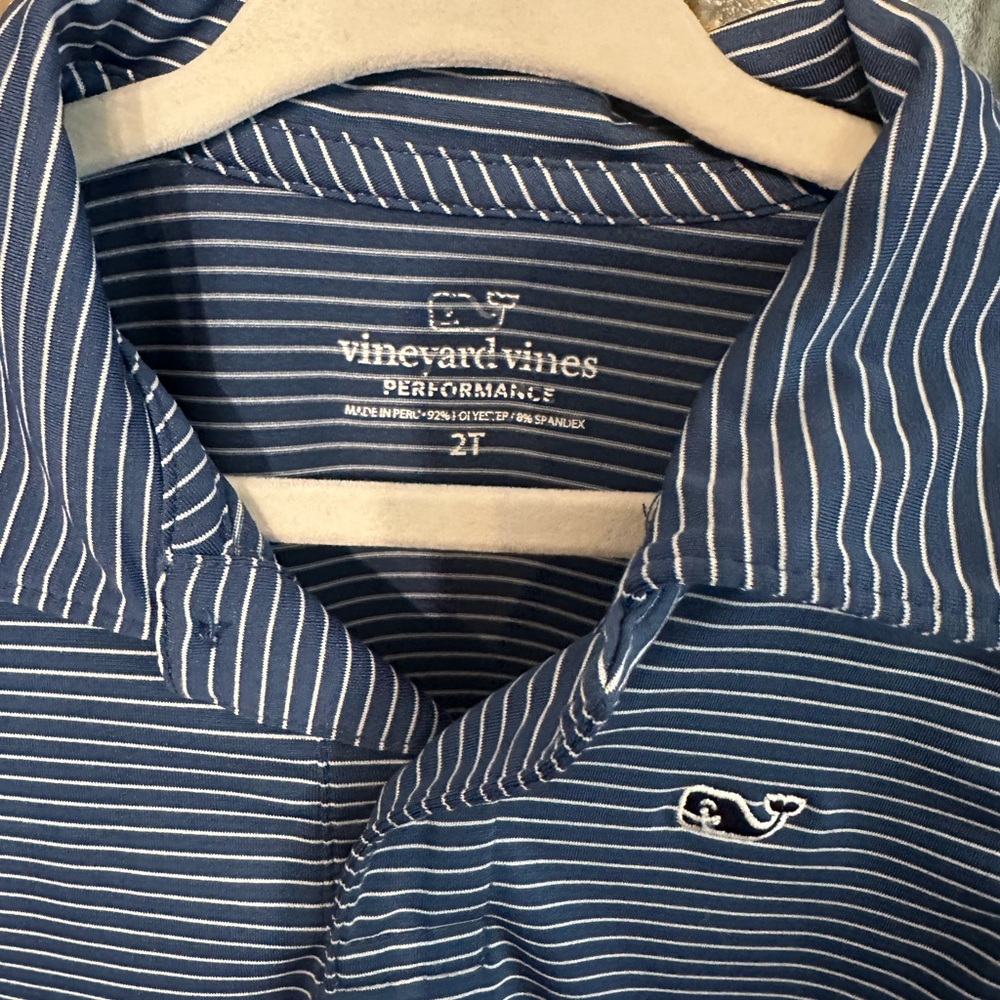 Vineyard Vines Toddler Boy Blue and White Striped Shirt - Picture 2 of 2